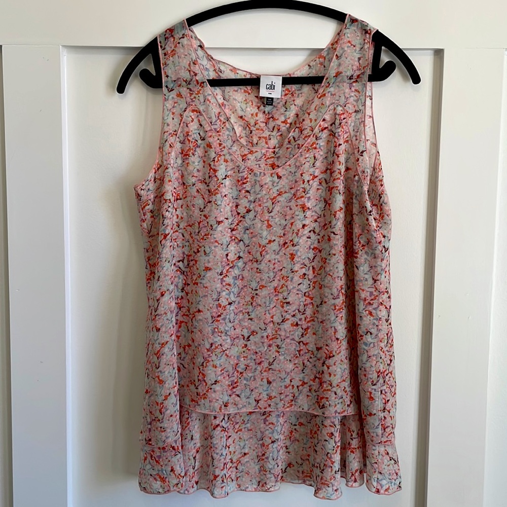 CABI Chiffon Confetti Print Layered Blouse